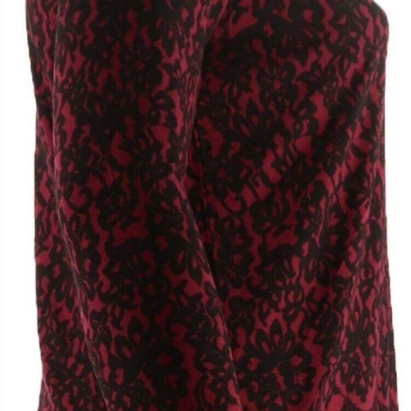 Kelly Clinton Kelly Printed Lace Jersey Scoop Top Satin Trim Wine M NEW - Picture 5 of 8